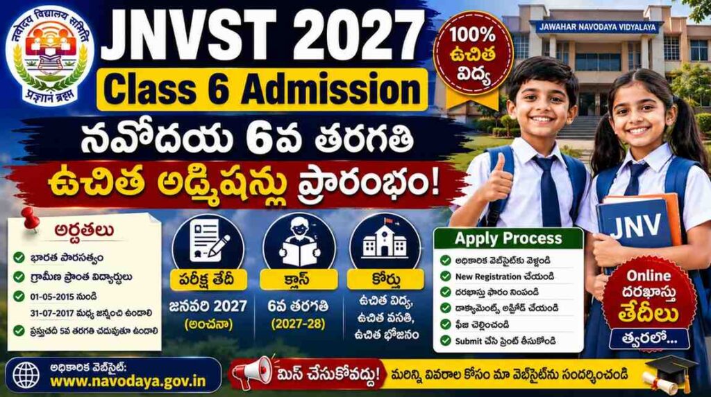 JNVST 2027 Class 6 Admission